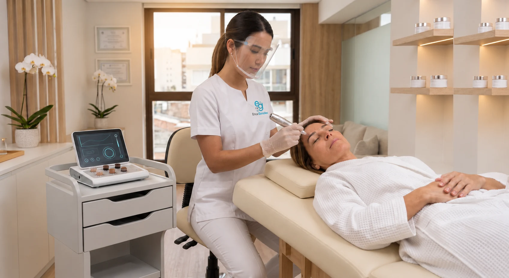 Profesional realizando un tratamiento de Micropigmentación